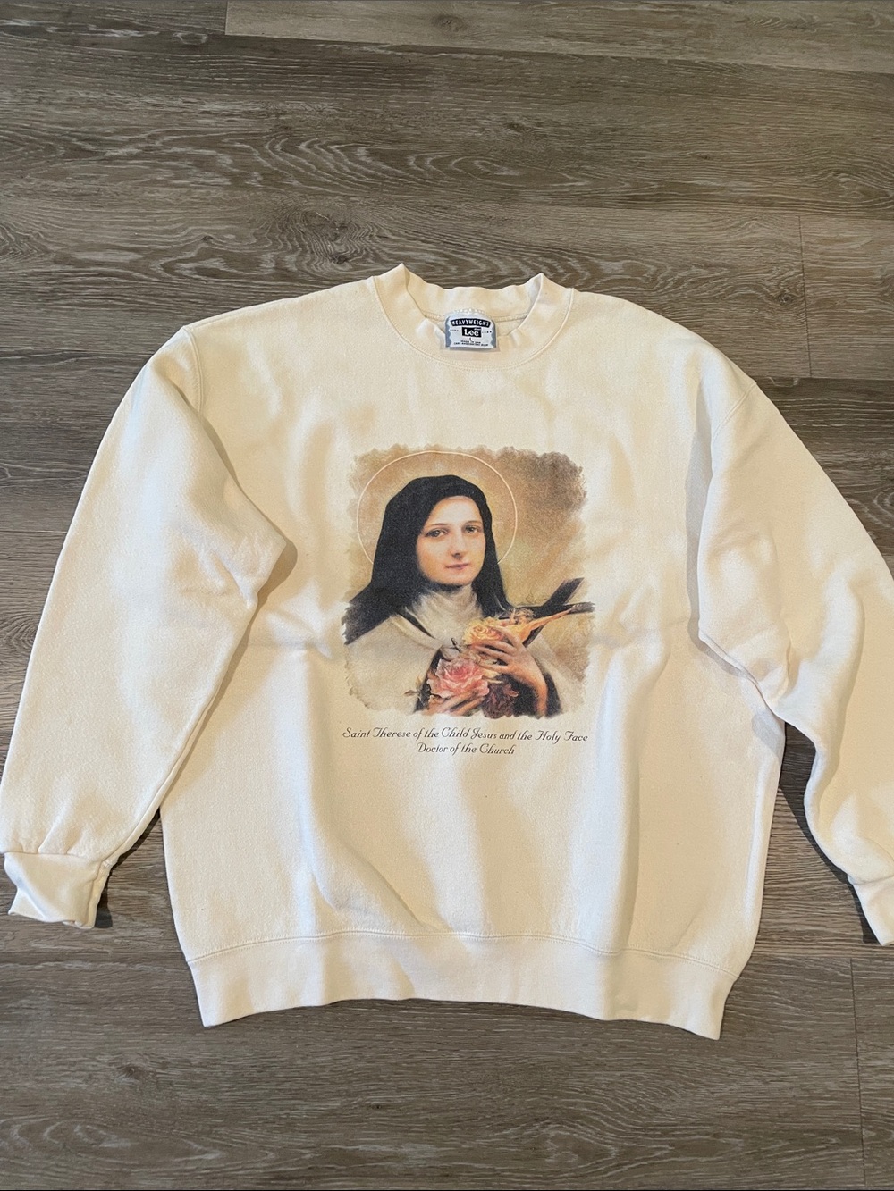 Lee Cream Crewneck Sweatshirt with Saint Graphic